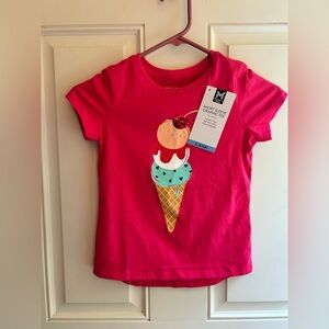Vibrant Pink Short Sleeve Tee with Ice Cream Design